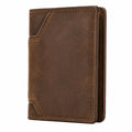 Portefeuille pliant 12 cm en cuir marron à fentes pour cartes