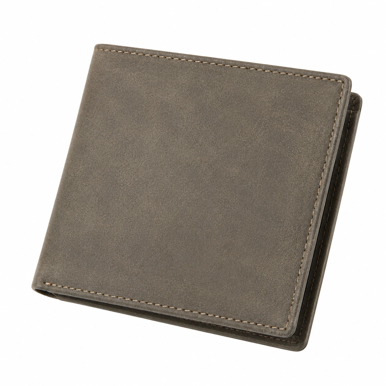 Portefeuille pliant 11 x 9 cm gris taupe aspect cuir style minimaliste