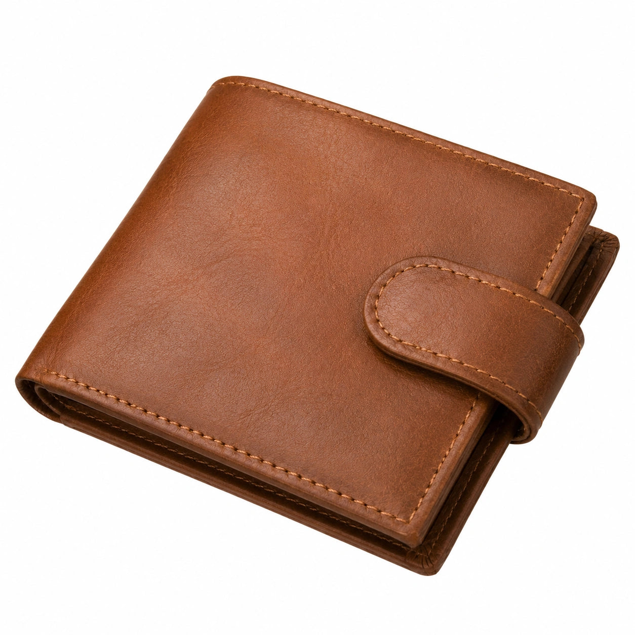 Portefeuille 12 x 10 cm en similicuir marron à rabat style classique