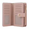 Portefeuille femme 19 x 10 x 3 cm en similicuir rose avec fermeture zippée