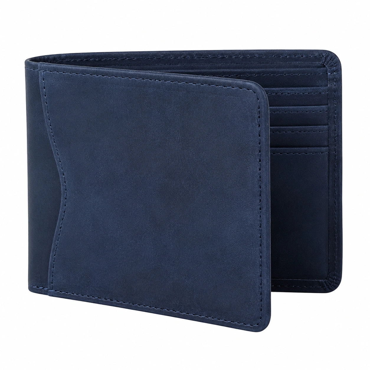Portefeuille bifold 11.5 x 9.5 cm aspect cuir bleu marine pour cartes style classique
