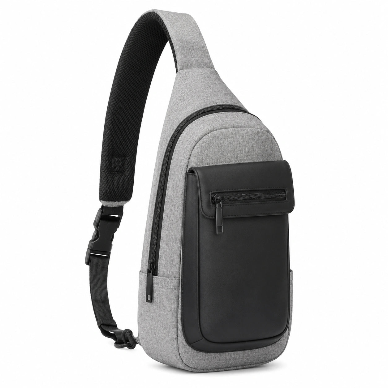 Sac à bandoulière 18 x 8 x 34 cm gris noir en textile avec poche avant style urbain