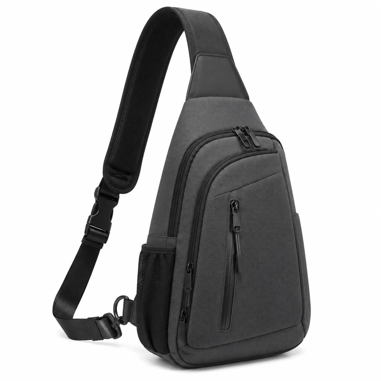 Sac bandoulière 18 x 8 x 32 cm noir en textile synthétique avec poches zippées style urbain
