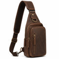 Sac bandoulière 18 x 8 x 32 cm en similicuir marron à compartiments multiples
