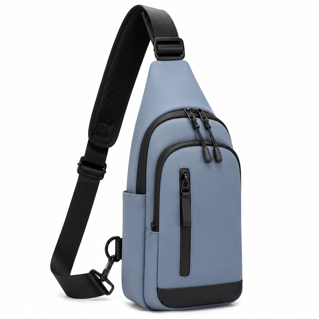 Sac à bandoulière 18 x 8 x 32 cm bleu et noir en textile à compartiments pour usage quotidien