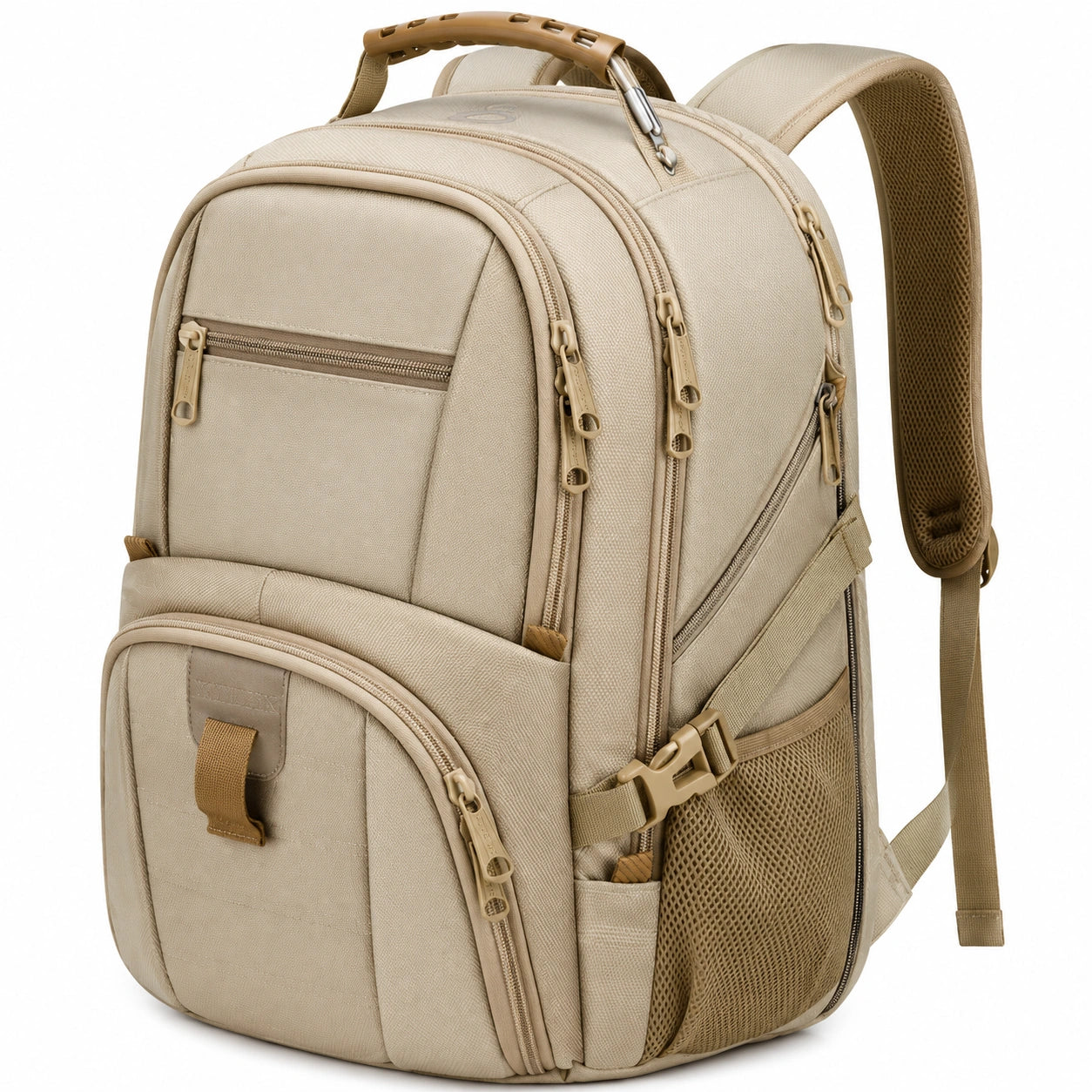 Sac à dos 32 x 20 x 48 cm en tissu synthétique beige à compartiments pour voyage et quotidien