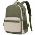 Sac à dos 30×18×45 cm en tissu synthétique vert kaki et beige avec rangement quotidien