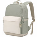 Sac à dos 30 × 15 × 40 cm en textile vert sauge et beige avec compartiments et bretelles rembourrées