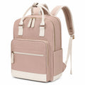 Sac à dos 29 x 14 x 39 cm en textile rose poudré et blanc à fermeture zippée