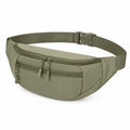 Sac banane 35 x 8 x 15 cm en tissu vert kaki à compartiments zippés réglable