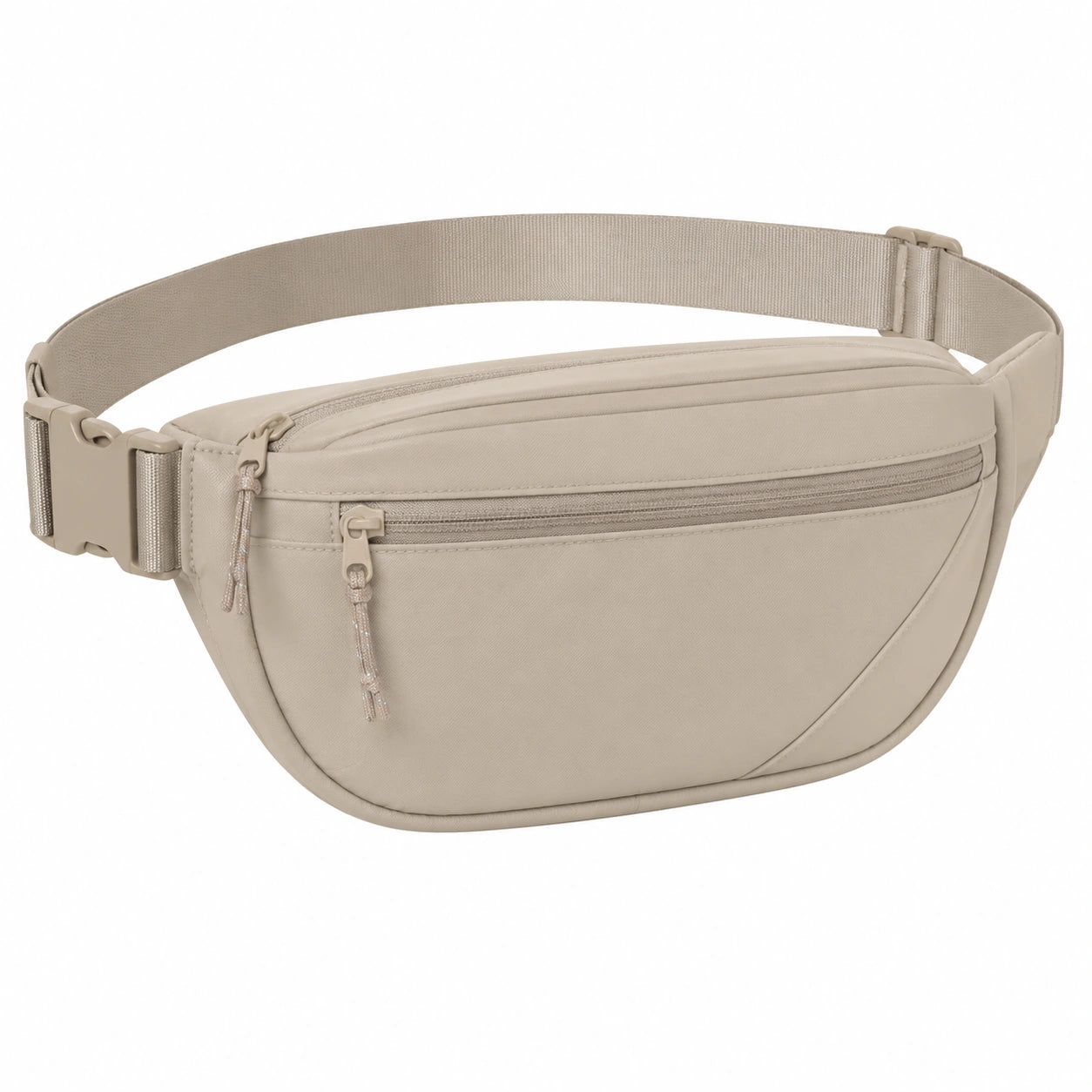 Sac banane 30 x 15 x 8 cm en textile beige - réglable à poches zippées