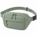 Sac banane 25 x 8 x 15 cm en tissu vert sauge à compartiments zippés réglable