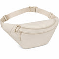 Sac banane 30 x 15 x 8 cm en tissu synthétique beige à compartiments zippés réglable