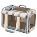 Sac de transport pour animaux 45 x 30 x 30 cm textile beige bleu clair avec panneaux filetés pliable