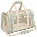 Sac de transport pour animaux 45 x 28 x 30 cm en tissu vert sauge avec panneaux en maille