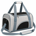 Sac de transport pour animaux 45 x 28 x 30 cm textile gris bleu avec maille aérée et bandoulière réglable