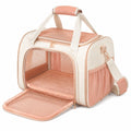 Sac de transport pour animaux 43 x 28 x 30 cm en textile rose crème avec maille aérée