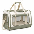 Sac de transport pour animaux 45 x 28 x 30 cm en tissu vert sauge et beige avec fenêtres en maille