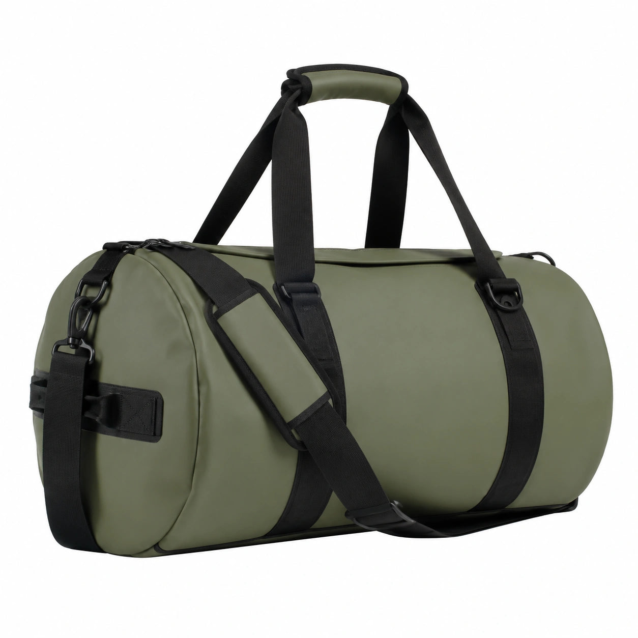 Sac de voyage 50 × 25 × 25 cm en textile synthétique vert olive et noir avec bandoulière amovible