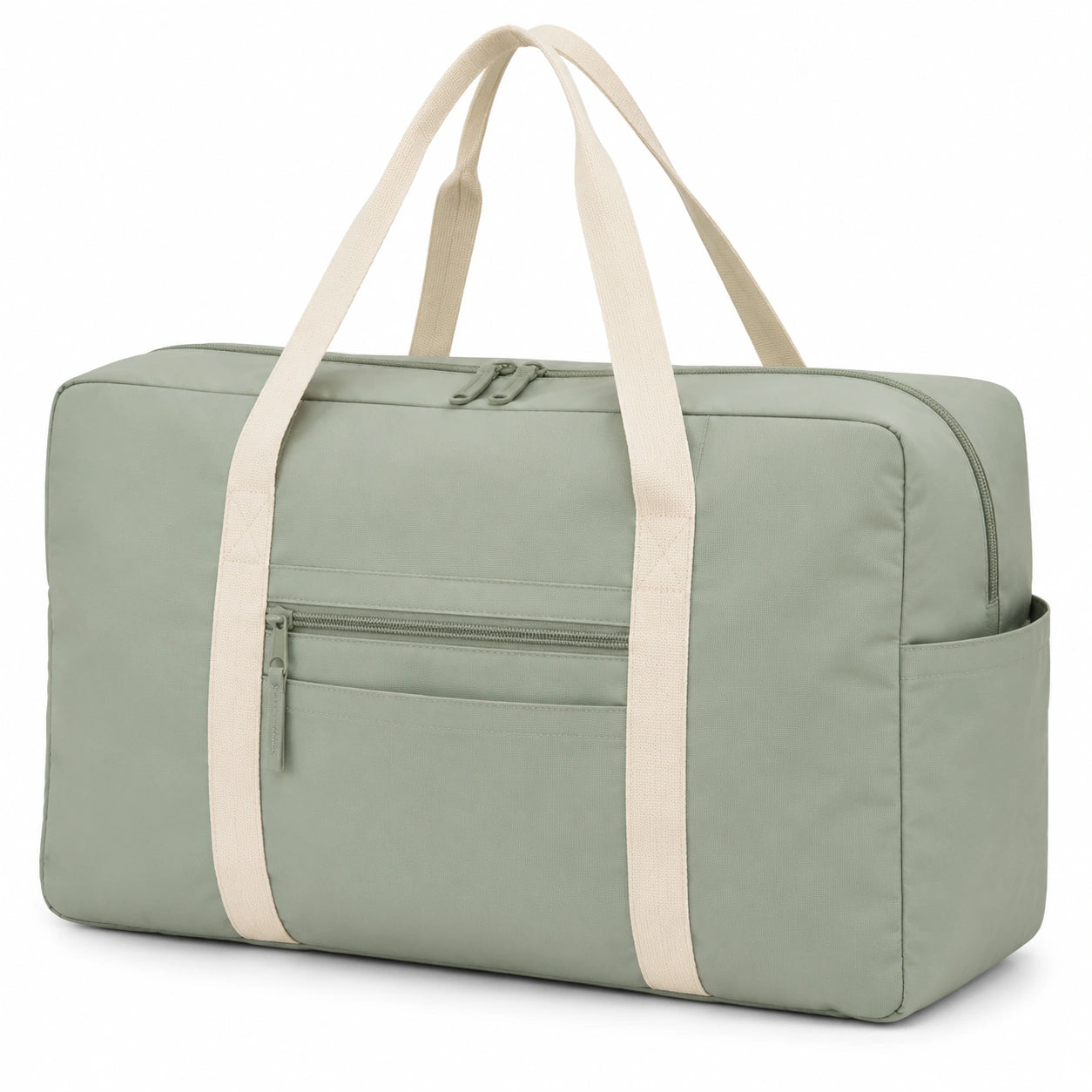 Sac de voyage 50 × 25 × 30 cm en tissu vert sauge avec poignées pour week-end