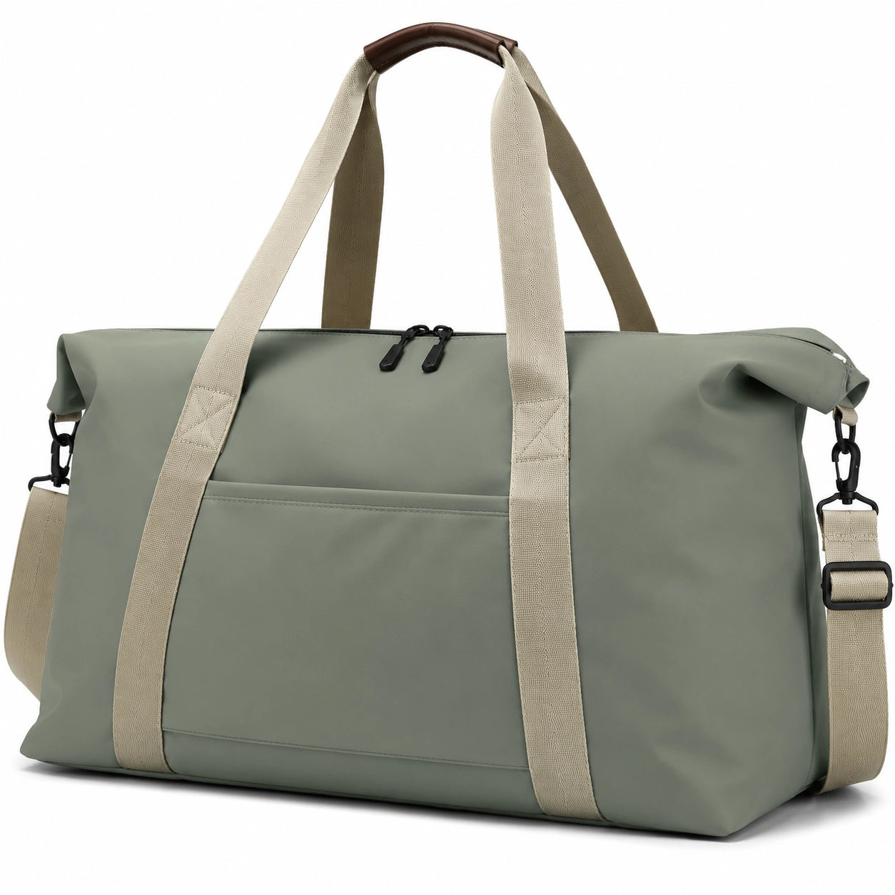 Sac de voyage 50 x 25 x 30 cm vert kaki en matière synthétique avec bandoulière réglable