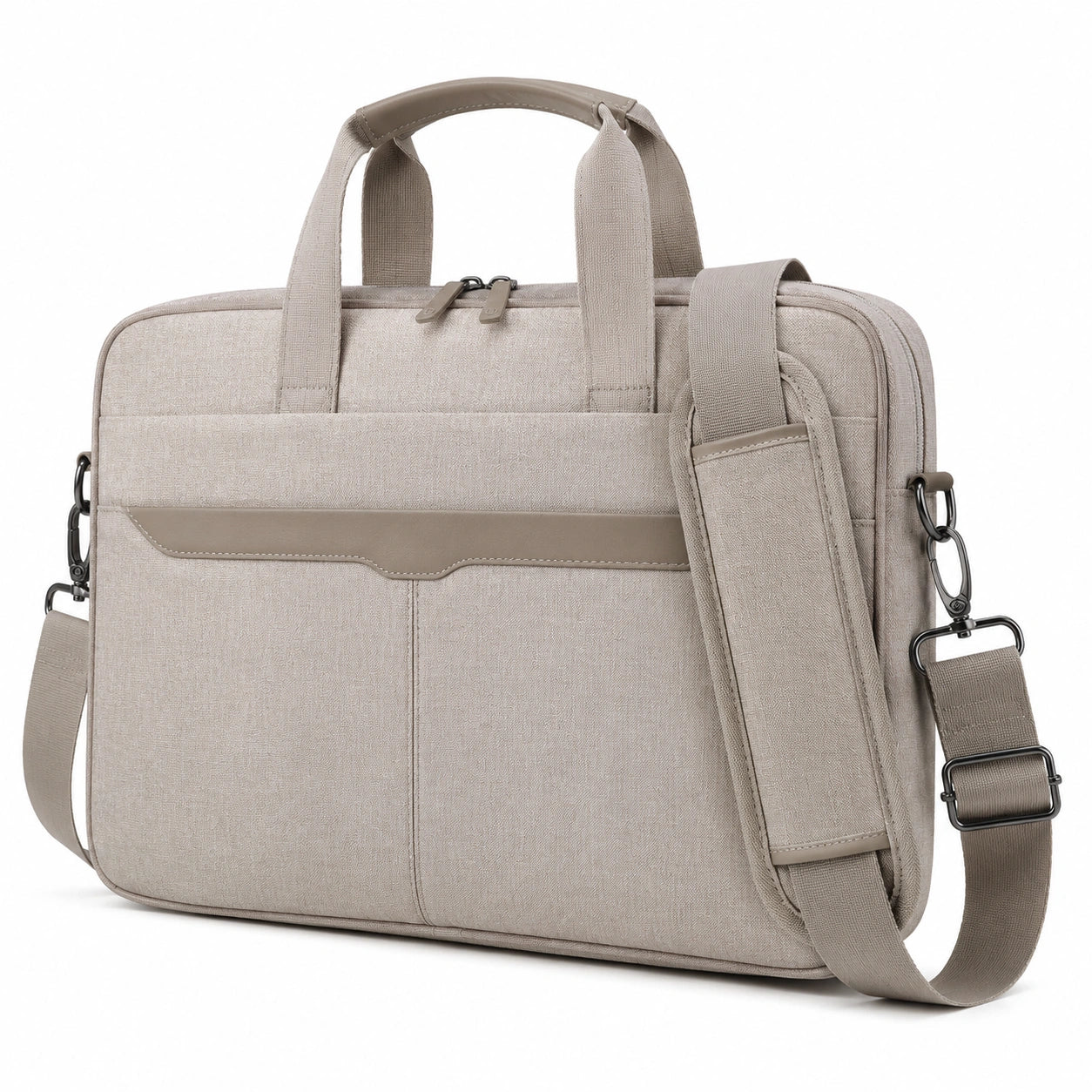 Sacoche ordinateur portable 15.6 pouces en tissu beige avec bandoulière réglable