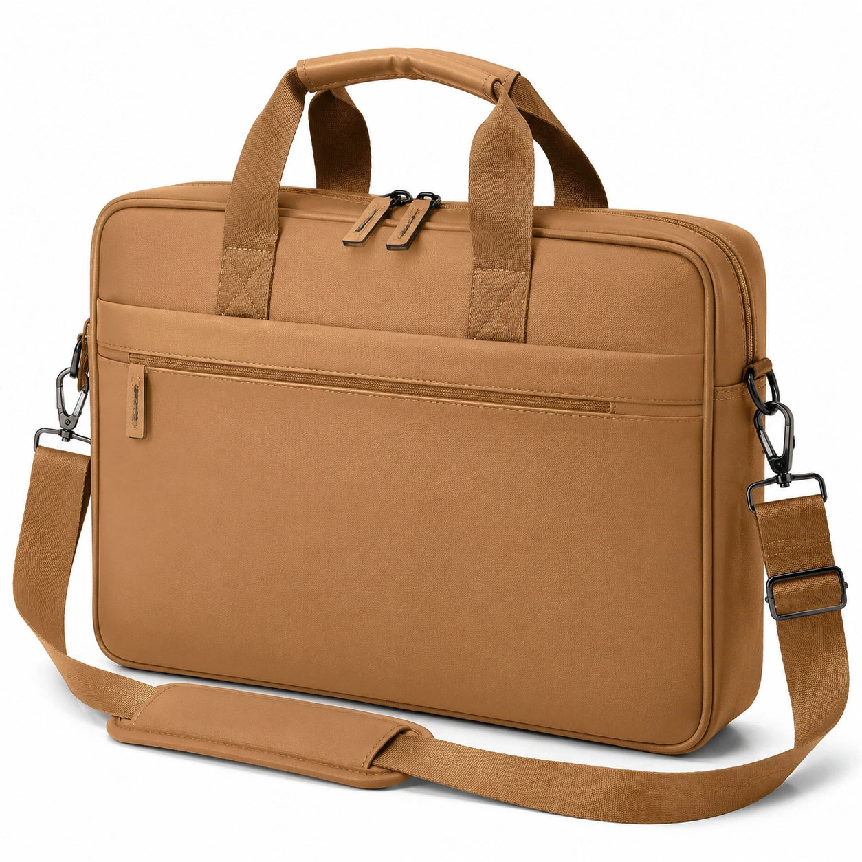 Sacoche ordinateur 40 cm similicuir camel bandoulière style professionnel